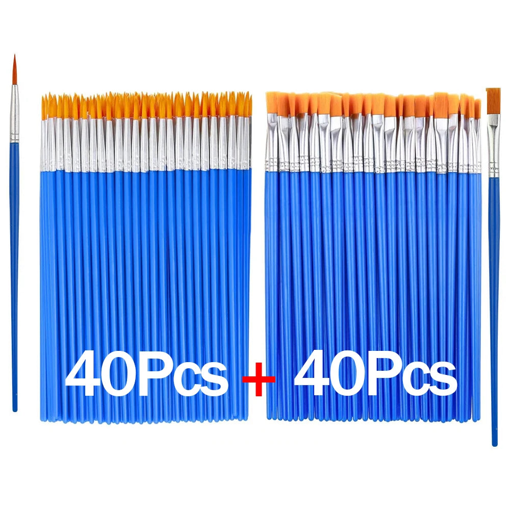 Maquette | Pinceaux peinture acrylique 80 pièces (40 ronds + 40 plats)