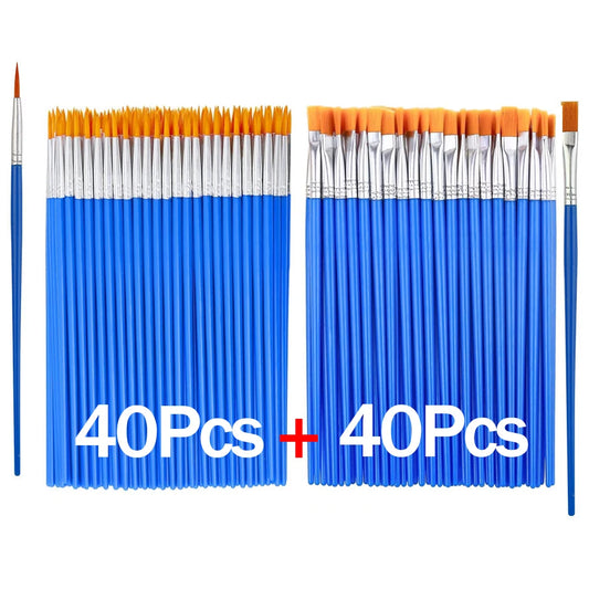 Maquette | Pinceaux peinture acrylique 80 pièces (40 ronds + 40 plats)